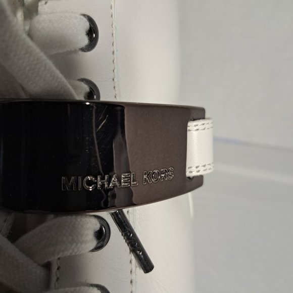MICHAEL KORS LEATHER SNEAKERS Sz 9.5 METAL CLIP ZIP RARE COLLECTOR STUNNING - Picture 7 of 14